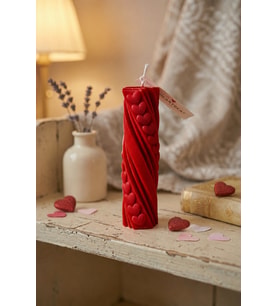 Ritmik Kalpler Mum - Mumelia Candles Doğal Soya, El Yapımı, Dekoratif - Kırmızı