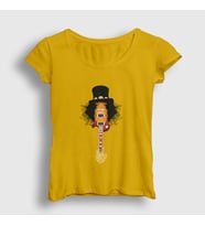 Presmono Kadın Sarı Guitar Guns N' Roses Slash T-Shirt 39926tt (Sarı)