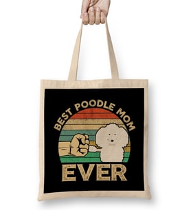 Best Poodle Mom Ever Gifts Bez Çanta Uzun Saplı