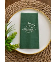 Gümüş Yaldızlı Yeşil Eid Mubarak Peçete 16 Adet
