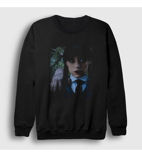 Presmono Unisex Siyah Thing And Wednesday Addams Family Addams Ailesi Sweatshirt 366251tt