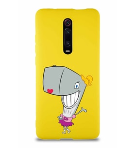 Xiaomi Mi 9T Pro Soft Premier Kapak Pearl Yengeç Tasarımlı Silikon Kılıf - Sarı (Şeffaf)