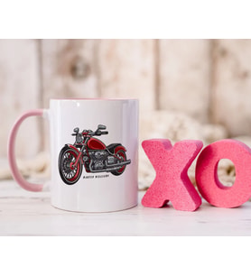 BK Gift Kişiye Özel Motorcu Temalı Pembe Kupa Bardak-14, Arkadaşa Hediye, Sevgiliye Hediye