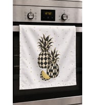 Valerine Life El Kurulama Havlusu 30x50cm Mutfak, Fırın için Pamuklu Emici Damalı Ananas