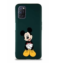 Oppo A92 Soft Premier Kapak Mickey Mouse-A Tasarımlı Silikon Kılıf - Yeşil (Şeffaf)