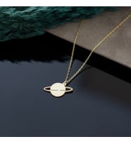 DKMN Gümüş Satürn Sembolü Gümüş Kolye Kadın Gümüş Kolye (Gold)
