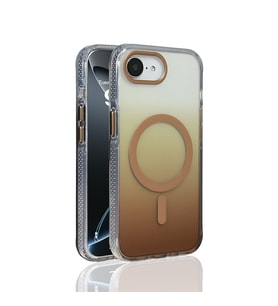 Apple iPhone 16E Uyumlu Kılıf M-safe Şarj Özellikli Transparan Renk Geçişli Zore Toros Kapak (Gold)