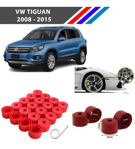 Otozet - VW Tiguan Bijon Civata Kapağı Kırmızı Renk 20 Adetli Set 17mm 1K06011739B9