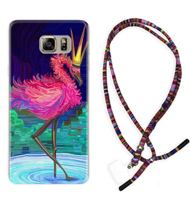 Samsung S7 Edge S20 Fe Plus Ultra S21 S22 Kılıf Boyun Asklı Rasta Silikon Queen Flamingo 1748
