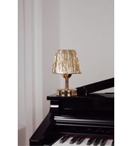 Modern Kablosuz Masa Lambası, Gold Varak ve Parlak Alt, Dekoratif Aydınlatma (Krem)