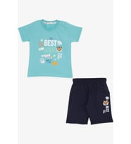 Breeze Girls & Boys Erkek Çocuk Şortlu Takım Kaplan Baskılı 1-4 Yaş, Mint Yeşili