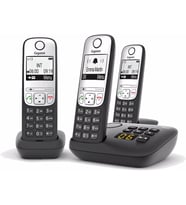 Gigaset A690A Trio 3 Ahizeli Telesekreterli Telsiz Telefon (Siyah)