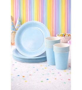 Beysüs Makaron Mavi 8Li Tabak Bardak Set