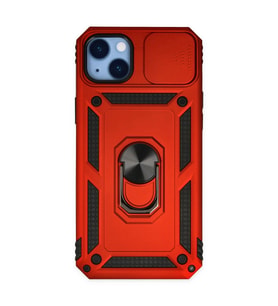 Apple İphone 14 Plus Kılıf Pars Lens Yüzüklü Silikon - Kırmızı