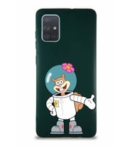 Samsung Galaxy A71 Soft Premier Kapak Sandy Tasarımlı Silikon Kılıf - Yeşil (Şeffaf)