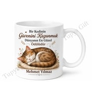 Kedi Sever Baba Yazılı Hayvan Temalı Kupa Bardak Babalar Günü Hediye