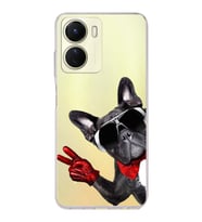PrintiFy Vivo Y16 ile Uyumlu Köpek 2 Kamera Korumalı Şeffaf Kılıf