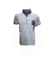 Petitox Çocuk Erkek Polo Yaka Baskılı T-shirt 4023 - Beyaz - 8 YAŞ (Beyaz)