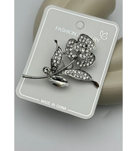Vip Silver Taşlı Gül Broş - 26brs07