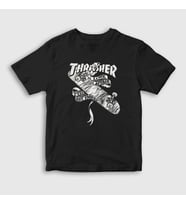 Presmono Unisex Çocuk Siyah Love Affair Thrasher T-Shirt 279879tt