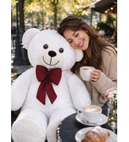 Sevgiliye Hediye 90 cm Büyük Boy Peluş Ayıcık - Özel Günler İçin Harika Hediye (Beyaz)