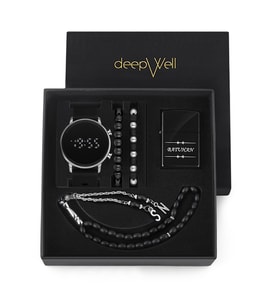 DEEPWELL Erkek Kol Saati Çakmak Tesbih Bileklik Seti dw255