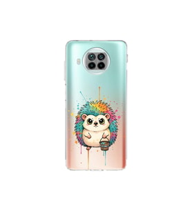 Xiaomi Mi 10T Lite ile Uyumlu Splash Kirpi Tasarımlı Şeffaf Silikon Kılıf