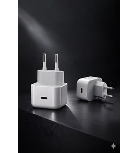 20W USB-C ve USB-A Çift Girişli Şarj Adaptörü Beyaz (3 Yıl Garantili) CE Belgeli