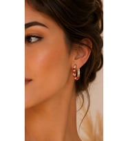 XUPING ROSE RENK KIRMIZI ÇİZGİLİ HALKA KÜPE ACR9861