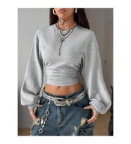 Kadın Bisiklet Yaka Belden Oturtmalı Tasarım Sweatshirt