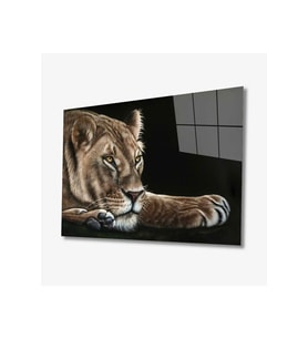 Miyrem Glasses Collection -A1^#  Aslan Hayvan Cam Tablo (Çok Renkli)