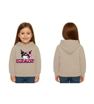 Unisex Baskılı Çocuk Swaetshirt Kapüşonlu 3 İplik Şardonlu Kuromi baskılı (Taş)