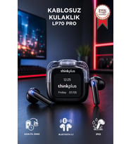 Lenovo Thinkplus Bluetooth Kulaklık Akıllı Dijital Ekranlı Tws 5.4 Kablosuz Kulaklık LP70 Pro Siyah