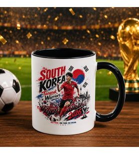 BK Gift Güney Kore Taraftar Temalı 2026 Dünya Kupası Tasarımlı Siyah Kupa Bardak