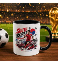 BK Gift Güney Kore Taraftar Temalı 2026 Dünya Kupası Tasarımlı Siyah Kupa Bardak