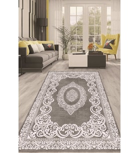 Dijital Kaymaz Taban Yıkanabilir Modern Renkli Salon Halısı Mutfak Halısı Yolluk ND-HT-1483 (Gri)