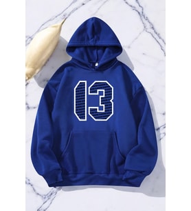 Blackstar 13 Baskılı Unisex Oversize Sweatshirt (Mavi)