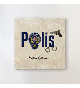 Kişiye Özel Polislere Özel Taş Bardak Altlığı