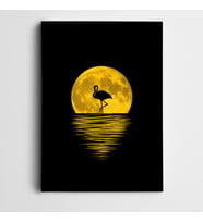 Sarı Ay Işığı Flamingo Kanvas Tablo