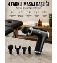 Masaj Tabancası 4 Başlıklı Kas ve Vücut Ağrıları İçin Şarjlı Darbeli