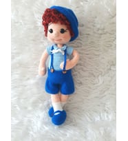 Şapkalı Maviş Bebek Amigurumi Organik Oyuncak