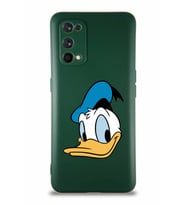 Realme 7 Pro Soft Premier Kapak Donald Duck-B Tasarımlı Silikon Kılıf - Yeşil (Şeffaf)