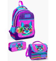 Coral High Kıds Mor Pembe Kedi Desenli 3’lü Okul Çanta Seti SET0123477