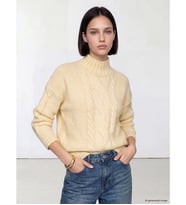 LCW Comfort Ekru Yarım Balıkçı Yaka Desenli Kadın Triko Kazak