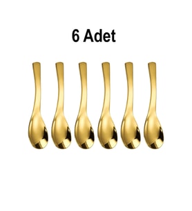 6 Adet 304 Çelik Gold 14 cm Tatlı Dondurma ve Kahvaltılık Gevrek Kaşığı cin959sr
