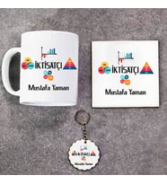 İktisatçı Kupa Bardak Altlık ve Anahtarlık Hediye Seti (Model 1)
