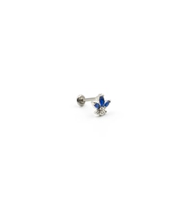 Gümüş Mavi Zirkon Taşlı Tragus Helix Piercing - Anti Alerjik, Kararma Yapmaz