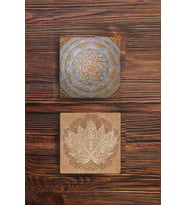Taş Bardak Altlığı Lotus, Yaşam Çiçeği Baskılı 2'li Set Stone Coasters