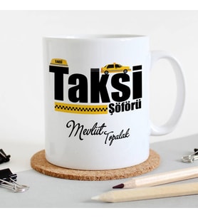 Taksicilere Özel İsim Yazılı Kupa Bardak