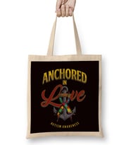 Anchored In Love Autism Awareness Support Autistic Ribbon Bez Çanta Uzun Saplı